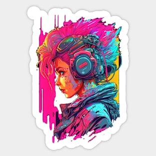 Neon Cyberpunk Hacker - V1.01 Sticker
